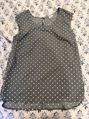 Merona Gray Blouse with White Floral Motif
